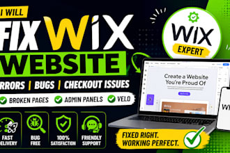 fix wix website errors bugs checkout issues,broken pages, admin panels with velo