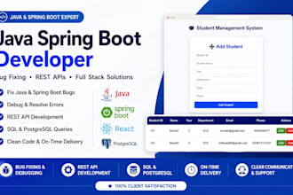 fix java bugs and develop spring boot rest apis