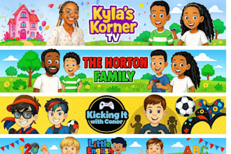 create banner and logo kids for youtube channel