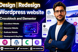 design or redesign wordpress crocoblock website, elementor pro website design