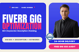 write highly SEO and GEO optimized fiverr gig, title, tags, and description
