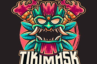 draw modern aloha tiki surfing ber mascot logo design service