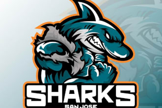 make modern style for shark football sport mascot logo design service