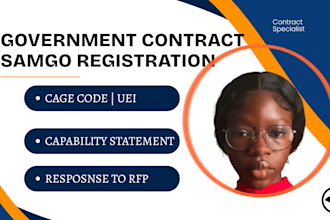 register you on sam gov, get uei cage code for rfp rfq government contract wosb