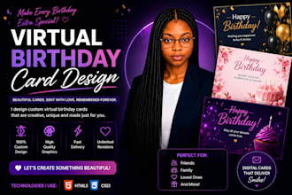 create a custom animated HTML birthday card with music and effects