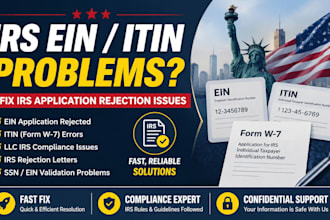 fix irs ein, itin and US llc tax compliance application issues