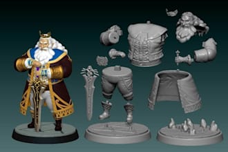 convert 2d to 3d printable model figurine sculpt stylised 3d character, 2d to 3d