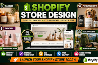 build candles skincare shopify store pet supplements outdoor gear shopify site