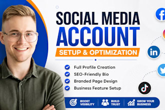 create, setup and optimize all social media account, social media business page