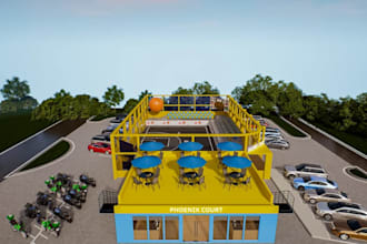 redesign functional outdoor sports,basket ball court render,3d padel,parking lot