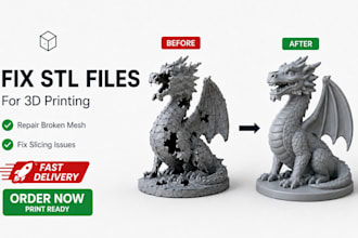 fix stl file errors for 3d printing, repair broken mesh and slicing issues