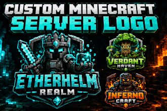 design a custom voxel gaming logo for your minecraft server