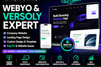 webyo company website landing page custom design template versoly expert bug fix