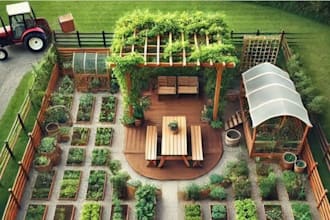design landscape, garden design, backyard design with realistic 3d rendering