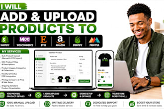 upload products on shopify, etsy, amazon, woocommerce, printify and printful