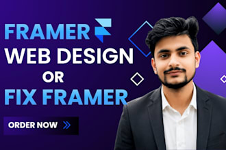 do framer web design, build a framer landing page, or fix framer