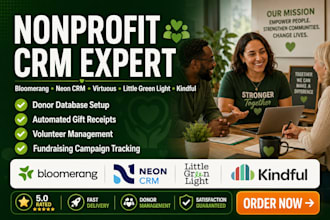setup bloomerang virtuous little green light CRM neon CRM kindful nonprofit CRM