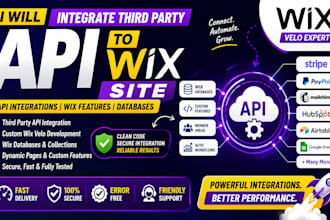 integrate third party API to wix site, api intergrations wix features databases