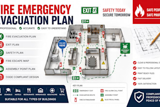design fire emergency evacuation plan, exit plan, safety plan