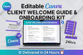 design editable canva client welcome guide workook and onboarding kit in 24hrs