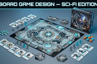 design custom board game card game and  tabletop game artwork and illustration