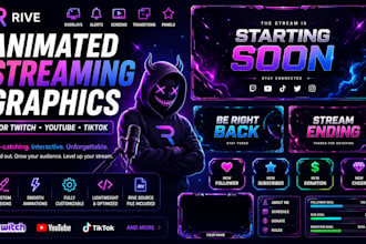 design animated streaming graphics in rive fo youtube tiktok