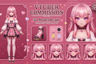 create 3d vtuber model, vrchat avatar, vroid, anime 3d model with face tracking