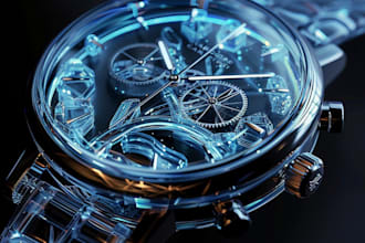 design a photorealistic 3d watch model and render for your brand
