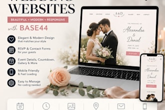 design a beautiful modern wedding website with rsvp
