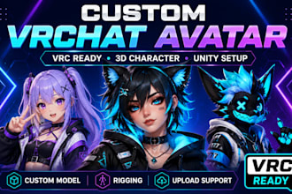 create a custom vrchat avatar, vrc model, or 3d character