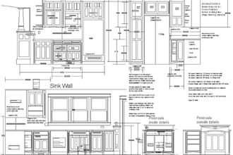 create kitchen cabinets plans, millwork shop drawings, wardrobe and pantry plans