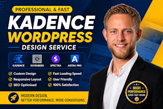 build kadence wordpress website with gutenberg block, spectra and astra pro