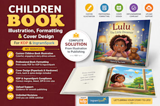 children illustration, story book formatting, cover design for kdp, ingramspark