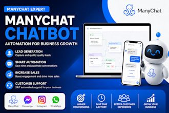 create manychat ai chatbot for lead generation sales customer support