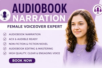narrate audiobook edit female voiceover acx audible non fiction novel audiobook