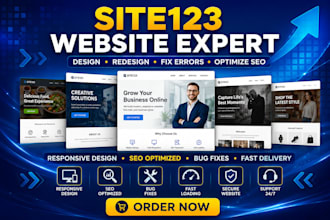 design or redesign site123 website, fix errors and optimize site123 seo