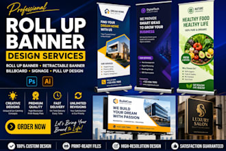 design roll up banner, retractable banner, billboard and signage, pull up design