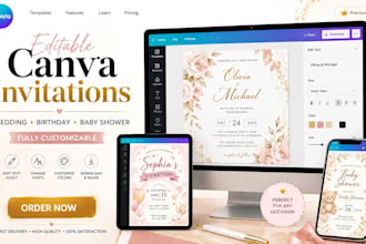 design canva wedding invitation, birthday invitation, baby shower invitation