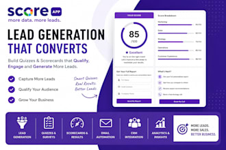 design scoreapp scorecard, quiz, survey, and landing page