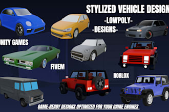 do stylized vehicle, cartoon car model pack for unity unreal engine roblox games
