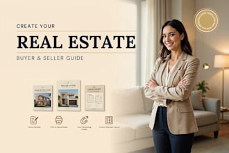 design real estate canva ebook, home buyer guide, seller guide, brochure, packet