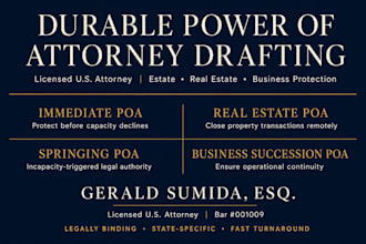 prepare durable power of attorney for business succession continuity US attorney