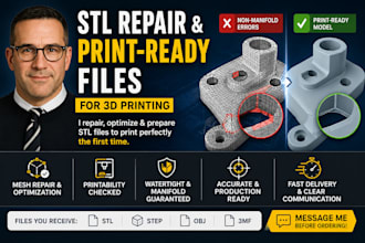 prepare your production ready stl files for 3d printing from your sketch or cad