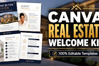 design a canva real estate welcome kit and home buyer guide