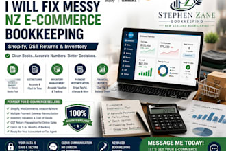 fix messy nz e commerce bookkeeping shopify, amazon, gst returns, inventory fix