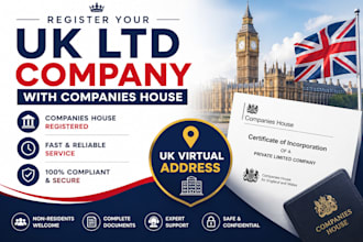 register your UK ltd company with companies house, uk virtual address