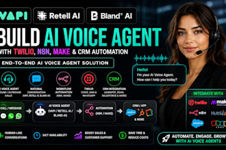 build vapi retell ai bland ai voice agent with twilio n8n make CRM automation