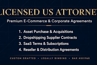 draft dropshipping supplier agreement to protect  ecommerce brand as US attorney