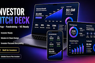 design a professional investor pitch deck, startup pitch deck and presentation