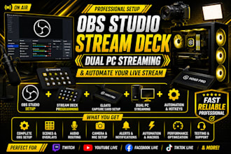 set up obs studio, elgato stream deck dual PC streaming and automate your stream